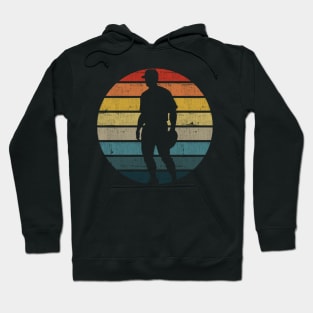 Baseball Silhouette On A Distressed Retro Sunset print Hoodie